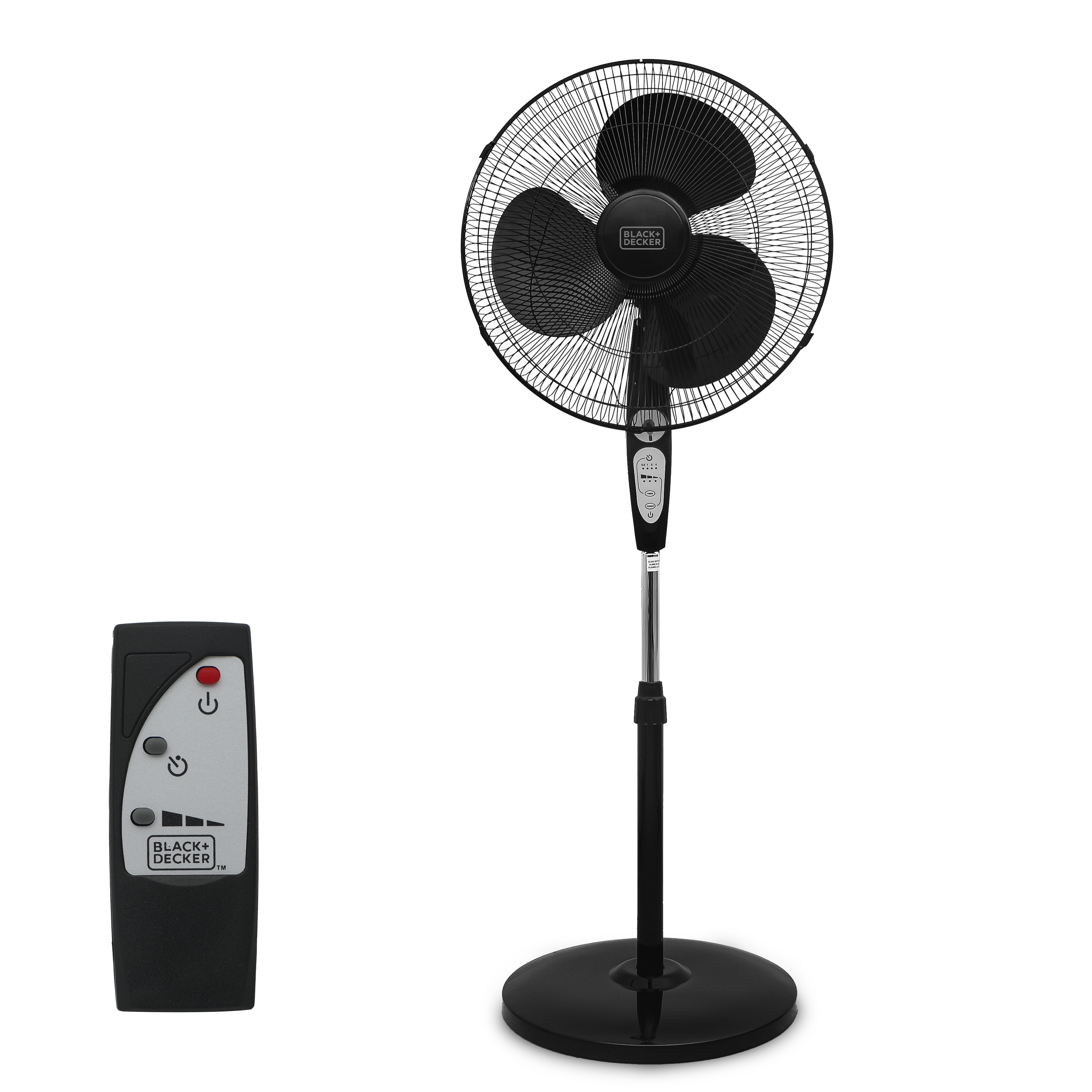 BLACK+DECKER BFSD116B 16 Oscillating Dual-Blade Stand Fan with Remote,  Adjustable Height, Black